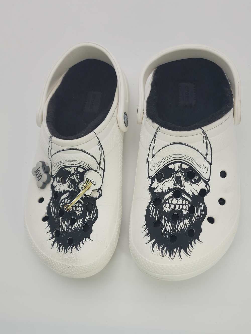 Luke Combs /Crocs Classic Limited Edition Skully White/ Black Lined Clogs M8 W10